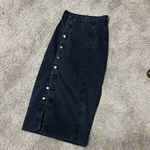 Black Denim Button-Down Skirt